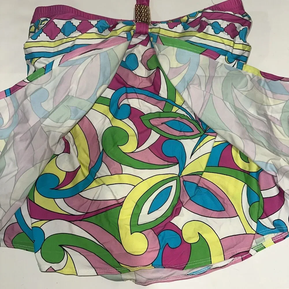 Tara Grinna women's retro multicolor swimsuit 2pc Set Size36/8 Made In The USA